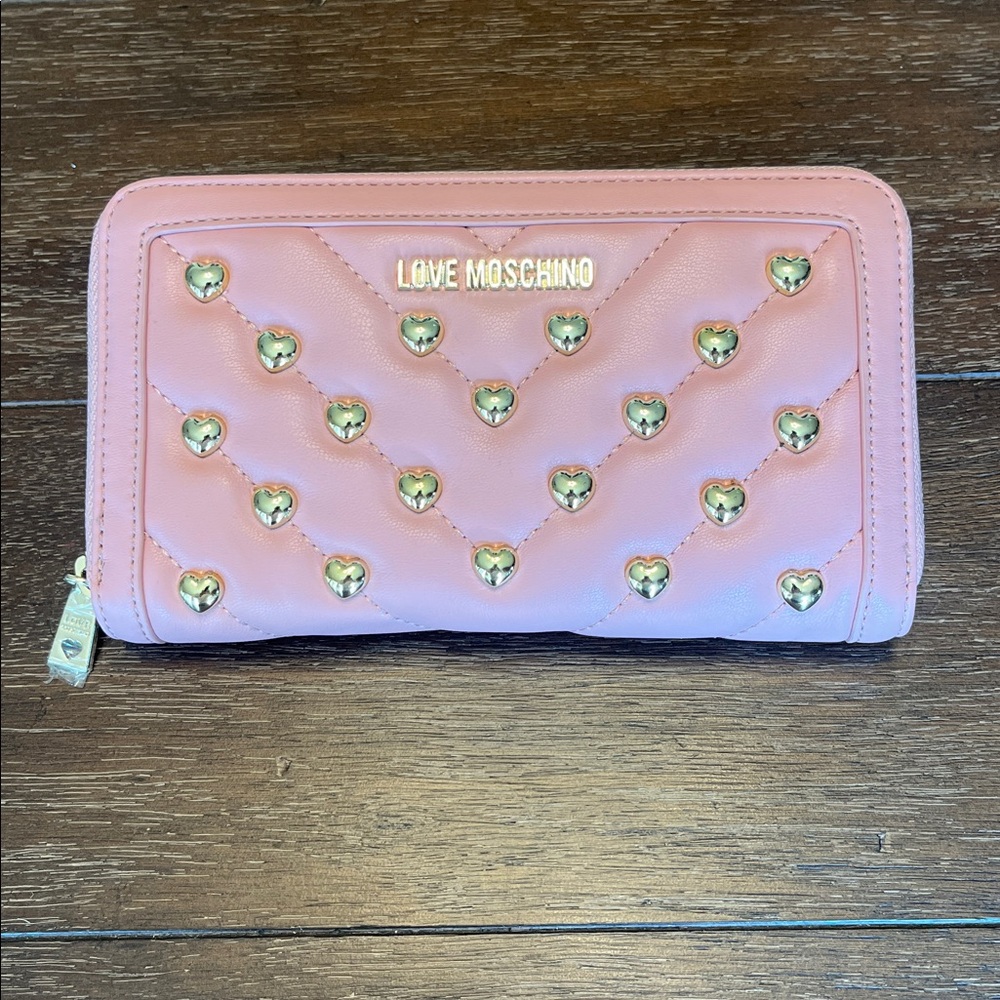 Love Moschino Blush Wallet with Gold Heart Details